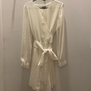 Ann Taylor Faux Wrap Dress - Cream